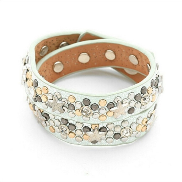 Leather Star Wrap Bracelet-Mint - Picture 5 of 5
